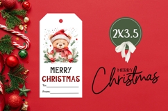 Cartoon Christmas Bear Gift Tags, Cozy Christmas Gift Tag Product Image 3