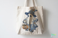 Retro Halloween Blue Denim Ghost Sublimation Clipart Product Image 4