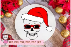 Skull Santa hat with glasses svg, christmas shirt man svg Product Image 3