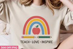 Teach Love Inspire PNG, Retro Teacher Sublimation PNG Product Image 3