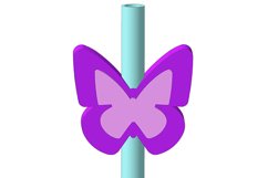 Double Layer Butterfly, Straw Topper STL File for 3D Print. Product Image 3