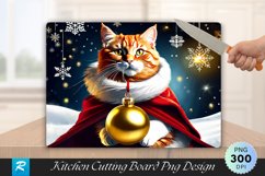 Christmas Cheer Ginger Cat with Ornament Cutting Board PNG Product Image 1