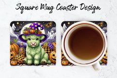 Halloween Highland Cow Mug coaster | Coaster | Sublimation Product Image 1