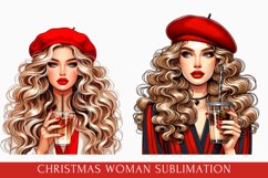 christmas gift clipart, christmas woman sublimation Product Image 1