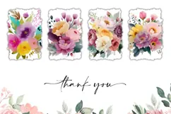 Watercolor Flowers Towel Template, Peony Towel Designs Product Image 3