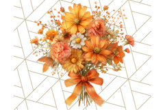 Fall Flower Bouquets Clipart PNG, Autumn Floral Clip Art Product Image 3