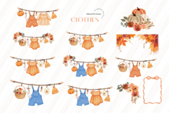 Fall Boho Baby Clothesline Clipart, Autumn Baby Outfit Product Image 3