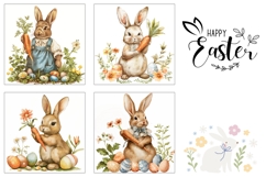 Vintage Easter Bunny Square Coasters, Vintage Bunny PNG Product Image 3