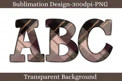 Rose Gold Plaid Alphabet PNG Letters, Glam Tartan Alpha Product Image 2