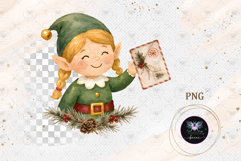 Christmas Elf with Letter PNG Product Image 1