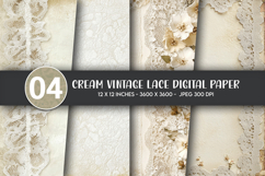 Cream vintage lace digital paper Product Image 1