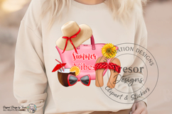 Red Summer Vibes Beach Tote Design -Tropical Vacation Style Product Image 4