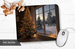Cozy Christmas Night Snowy Landscape Mouse Pad PNG Design Product Image 1