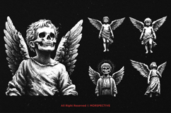 10 Bundle Dark Art Skull Kids Angel Death Boy and Girl Wings Product Image 5