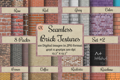 100 Seamless Brick Textures, Set 2, 8 Packs in 1, Tileable Product Image 1