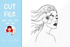 Woman portrait with flowers silhouette,cut file, T-shirt SVG Product Image 1