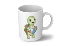 Cute Turtle Reading a Book with Backpack Watercolor PNG Product Image 5