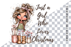 Just a Girl who loves Christmas PNG, Christmas Cute Girl PNG Product Image 1