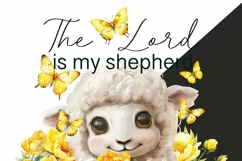 Lord is My Shepherd, Butterfly, Yellow Flowers, Sublimation Product Image 4