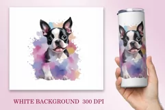 Watercolor Dog Sublimation Tumbler Wrap | 20 oz Straight Png Product Image 2