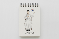 Girl Sitting Taegeukgi Left Hand Salute Honor PNG Product Image 5