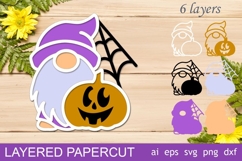 3d Halloween gnome svg, Layered halloween laser cut Product Image 3