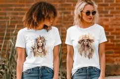 Digital set of 4 boho watercolor beautiful woman PNG Product Image 3