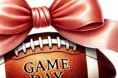 Game Day Coquette Bow PNG, Digital Download, Retro Football Product Image 4