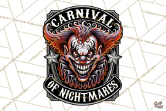 Carnival Of Nightmares Evil Clown Halloween Sign PNG Graphic Product Image 3