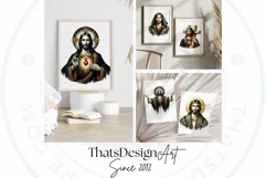 Watercolor Jesus Christ Clipart PNG, black and gold clipart Product Image 3
