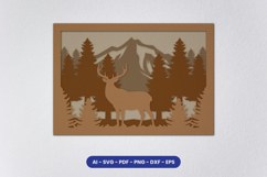 Layered Deer Forest Laser Cut SVG | Wildlife Mountain SVG Product Image 1
