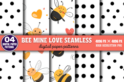 Bee Mine Love Seamless Patterns Background Paper PNG Product Image 1