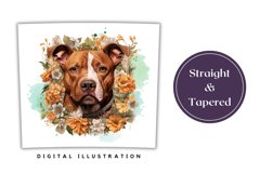 Watercolor Dog Tumbler Wrap, Pit Bull Dog Tumbler Wrap Product Image 3