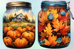 Beautiful Autumn Glass Jar Sublimation, Watercolor Clipart Product Image 4