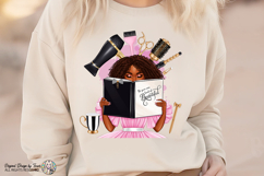 Beautiful Hair Stylist PNG Black Woman Reading Book Design Product Image 4