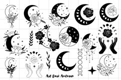 Floral moon svg bundle, Mystical svg, Moon phases svg Product Image 3