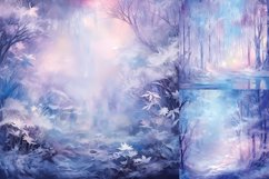 Watercolor misty winter forest printable digital papers Product Image 3