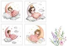 Cartoon Princess Square Coasters, Moon Square Coaster Design Product Image 3