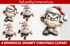 4 Whimsical Grumpy Christmas Clipart | Funny Grumpy Holiday Product Image 1