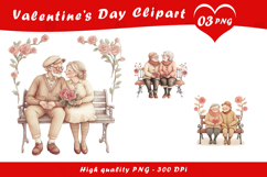 Valentine Day Elderly Couple Love Clipart PNG Product Image 1