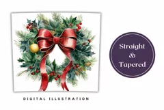 Christmas Tumbler Wrap, Christmas Wreath Sublimation PNG Product Image 3