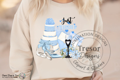 Blue Just Married Wedding PNG Bride Clipart Design Product Image 4