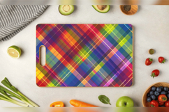 Rainbow Plaid Cutting Boards sublimation Design Product Image 3