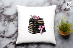 Black Vintage Book Stack Clipart Sublimation PNG Product Image 3