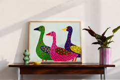 Psychedelic geese printable wall art 3:2 ratio digital paint Product Image 3