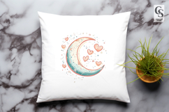 Golden and Pastel Crescent Moon Clipart Sublimation PNG Product Image 3