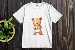 Watercolor Teddy Bear Holding Star Clipart Sublimation PNG Product Image 3
