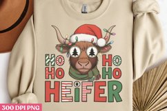 Ho Ho Ho Heifer PNG, Highland Cow Sublimation PNG Product Image 3