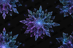Neon Snowflake Pattern Background for Winter Crafts Product Image 1