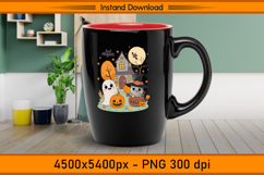 Cute Christmas Ghost Cat and Pumpkin House PNG Product Image 3